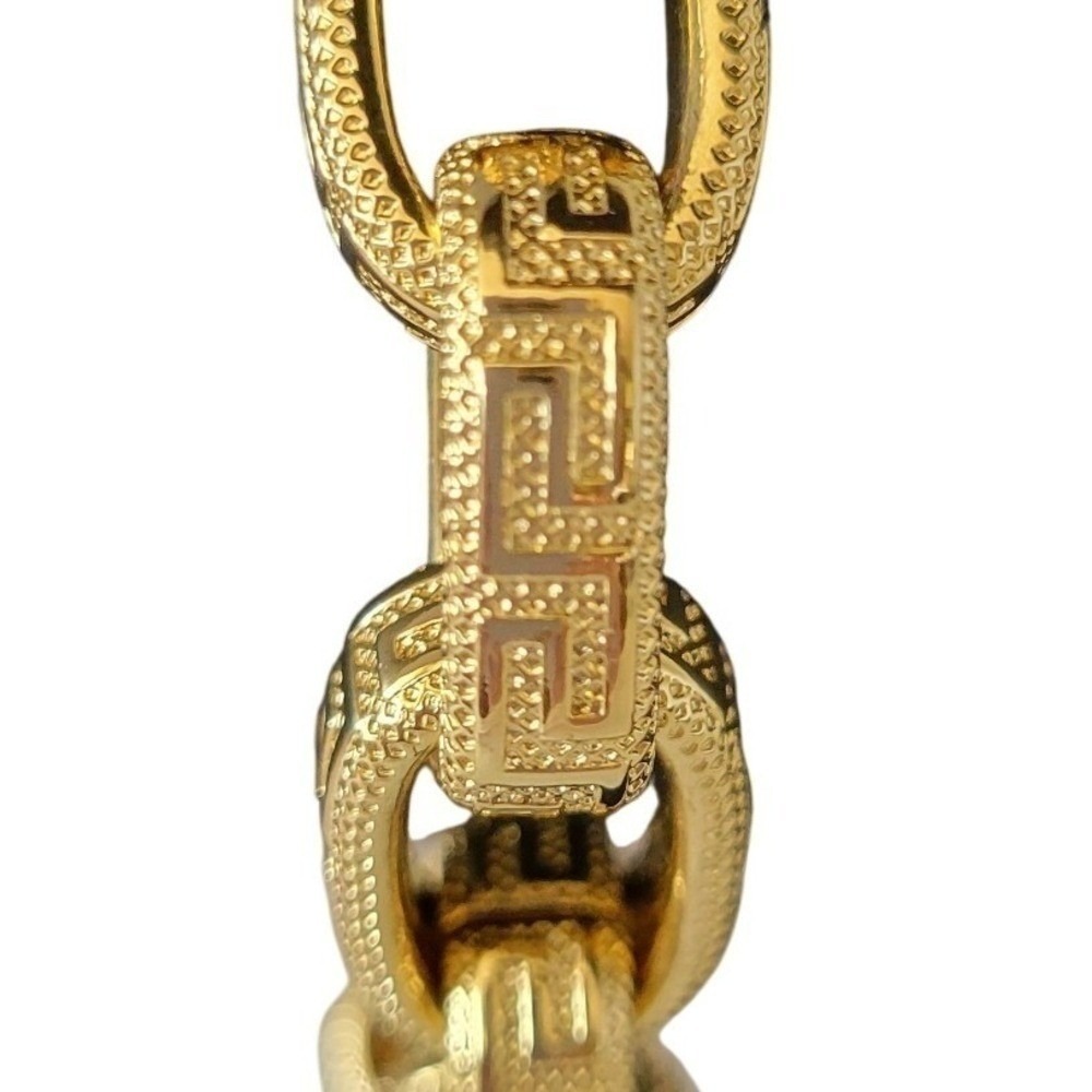Bronze Italy Gold Tone Greek Key Greca Link Chain Bracelet Made in Italy - Picture 2 of 6